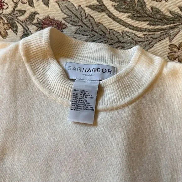Sag Harbor | Vintage Tee Sweater Cream Size Medium - Picture 4 of 6